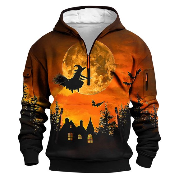 Makaor Mens Hoodies Graphic Zip up Big and Tall Pullover with Zip Pockets Long Sleeve Sweatshirt Casual Winter Clothes