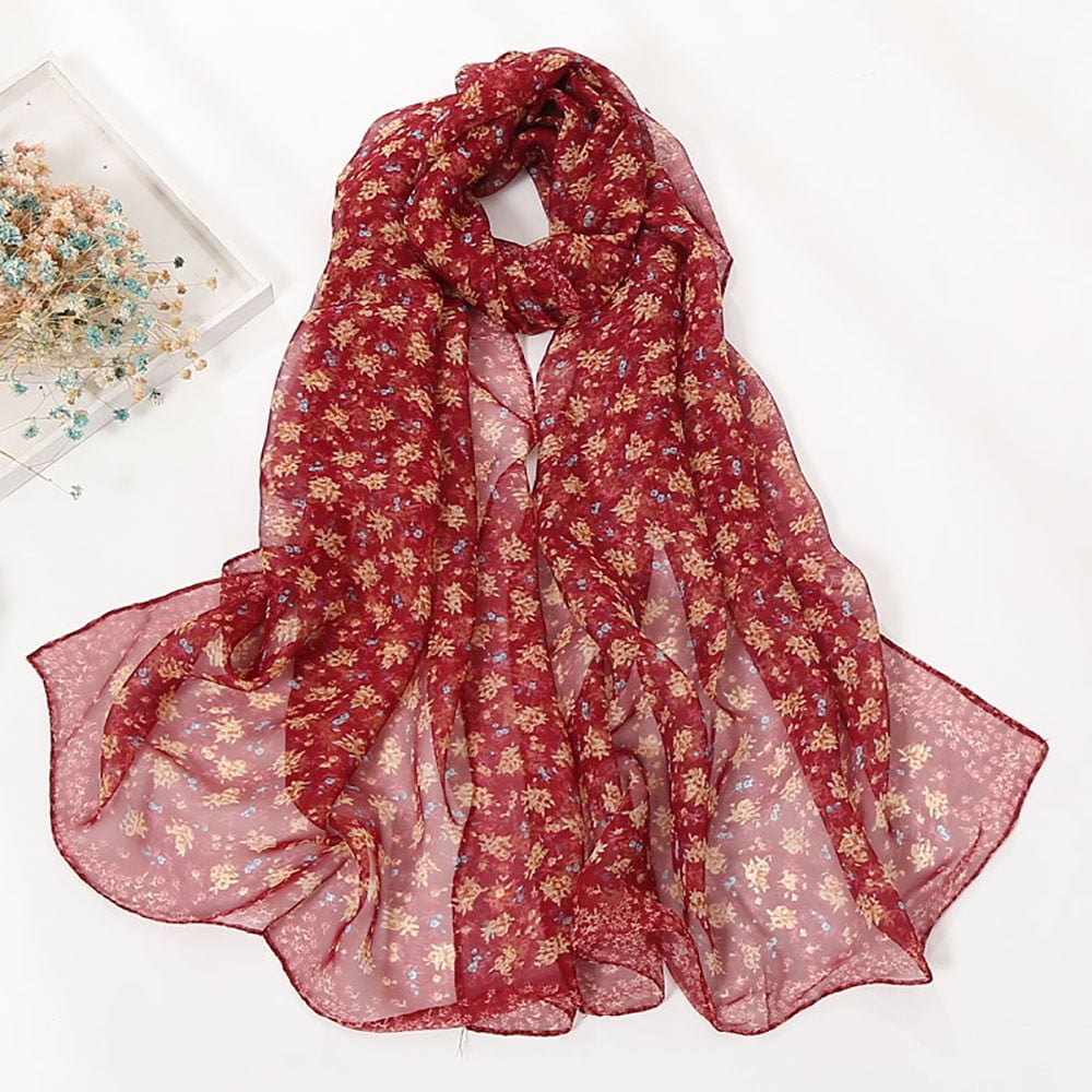 Scarf for Women Fashion Small Floral Printing Long Soft Wrap Scarves