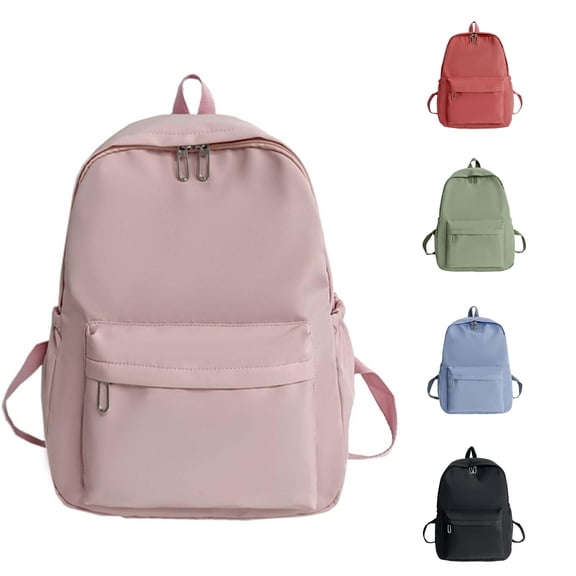 CUZIBR Large Capacity Backpack Solid Color Double Zipper Design Multi Pocket Daypack Adjustable Shoulder Straps Casual Bookbag For Teenagers Youth Back To School Daily Commute
