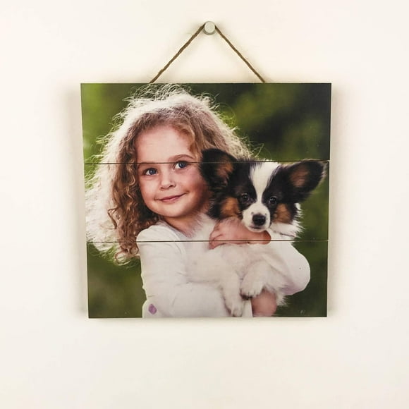 Artblox Cadres Photo Personnalisés sur Bois Véritable Art Mural Impression Photos de Votre Téléphone Mariage Bébé Chien Famille Noël Cadeaux Personnalisés Impressions Photo Décoration Murale Personnalisée - 6"x6"