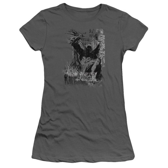 Batman The Knight Life S/S Junior Women's T-Shirt Sheer-Charcoal
