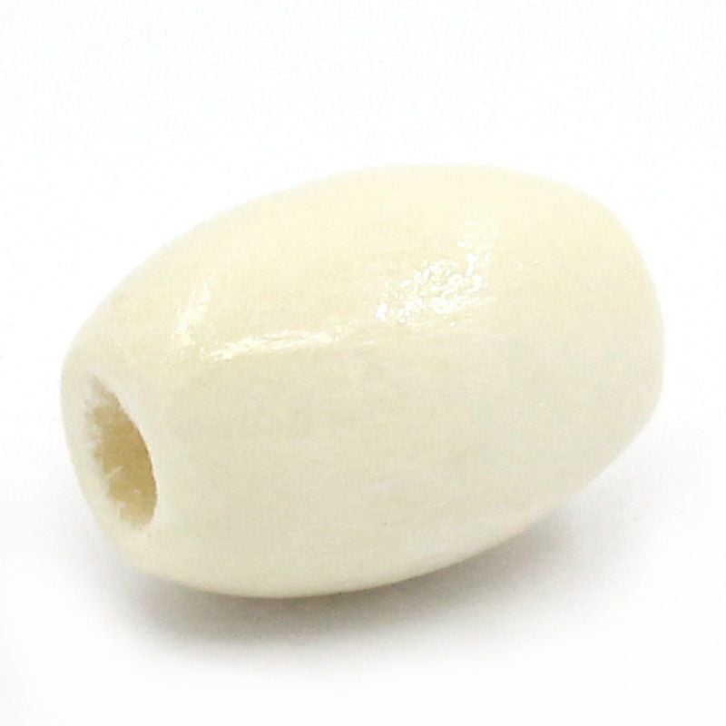 55x20mm Antique White Long flat Oval Wood Beads 16" 