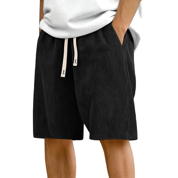 Uwinwear Mens Corduroy Shorts Casual Elastic Waist Drawstring Summer Beach Loose Fit Shorts Big And Tall Short Pants with Pockets