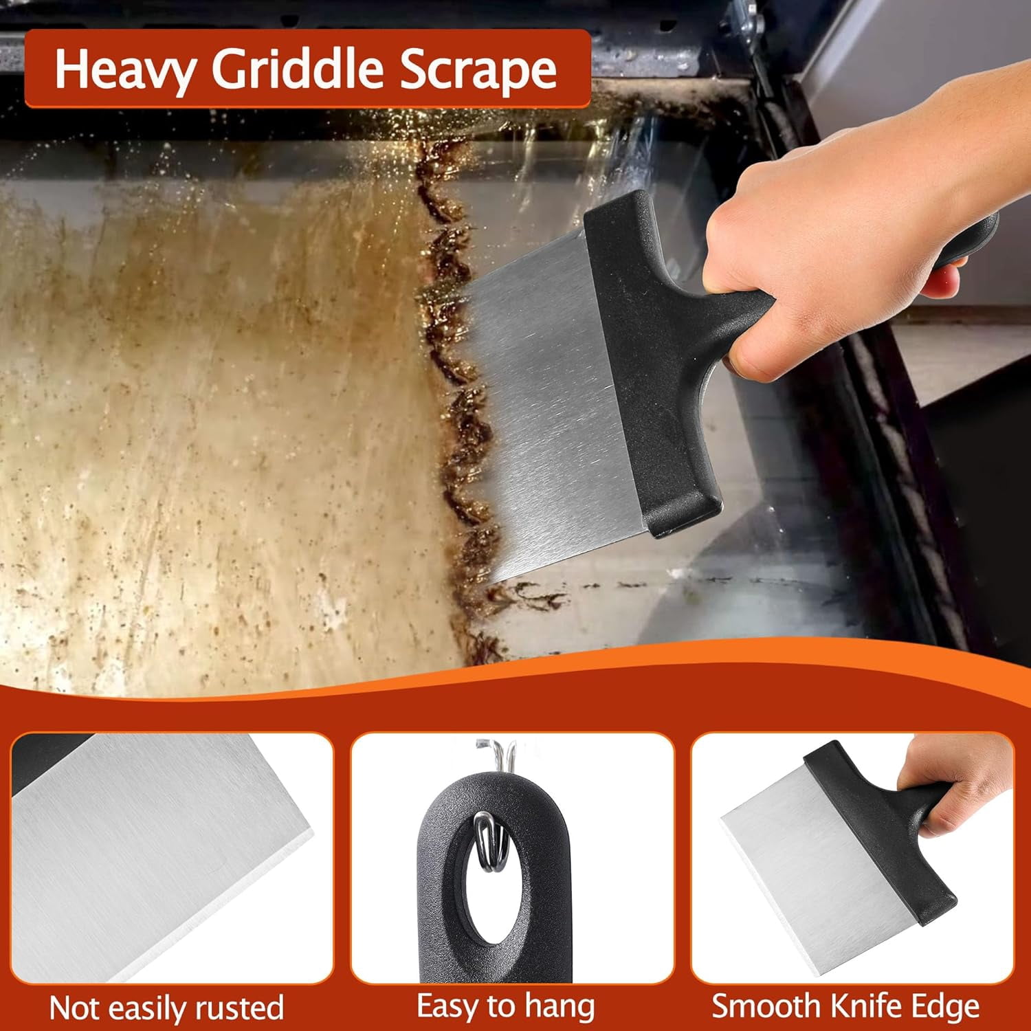 Griddle Cleaning Kit for Blackstone Flat Top Grill Accessories, with Scraper, Heat-Resistant Silicone Spatula Mat, Grill Stone, Brush