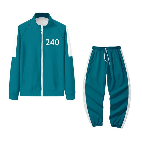 Squid Game Merch Tracksuit 2 Piece, Squid Game Cosplay Costume 240Number Sweatsuits (Green，XXS)