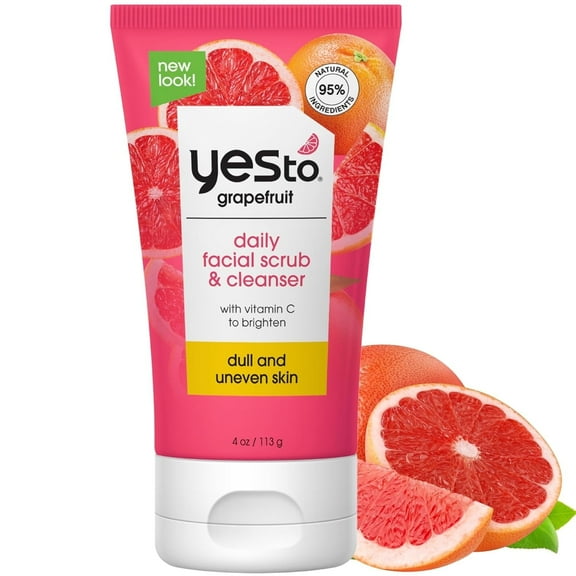 Yes To Facial Scrub & Cleanser  4 oz – Exfoliating with Grapefruit and Vitamin C