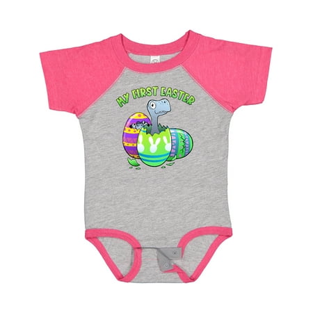 

Inktastic My First Easter Dinosaurs Hatching from Easter Eggs Gift Baby Boy or Baby Girl Bodysuit