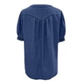 thumbnail image 6 of Womens Plus Size Shirts Oversized Tshirts for Women Casual Denim V Neck Short Sleeve Button Down Shirt Plus Size Tops Blue 2XL, 6 of 6