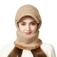 thumbnail image 6 of DJN Women's 3-in-1 Knit Hat Scarf Set Color Block Winter Neck Warmer Outdoor Windproof Cold Weather Hat Khaki One Size, 6 of 6