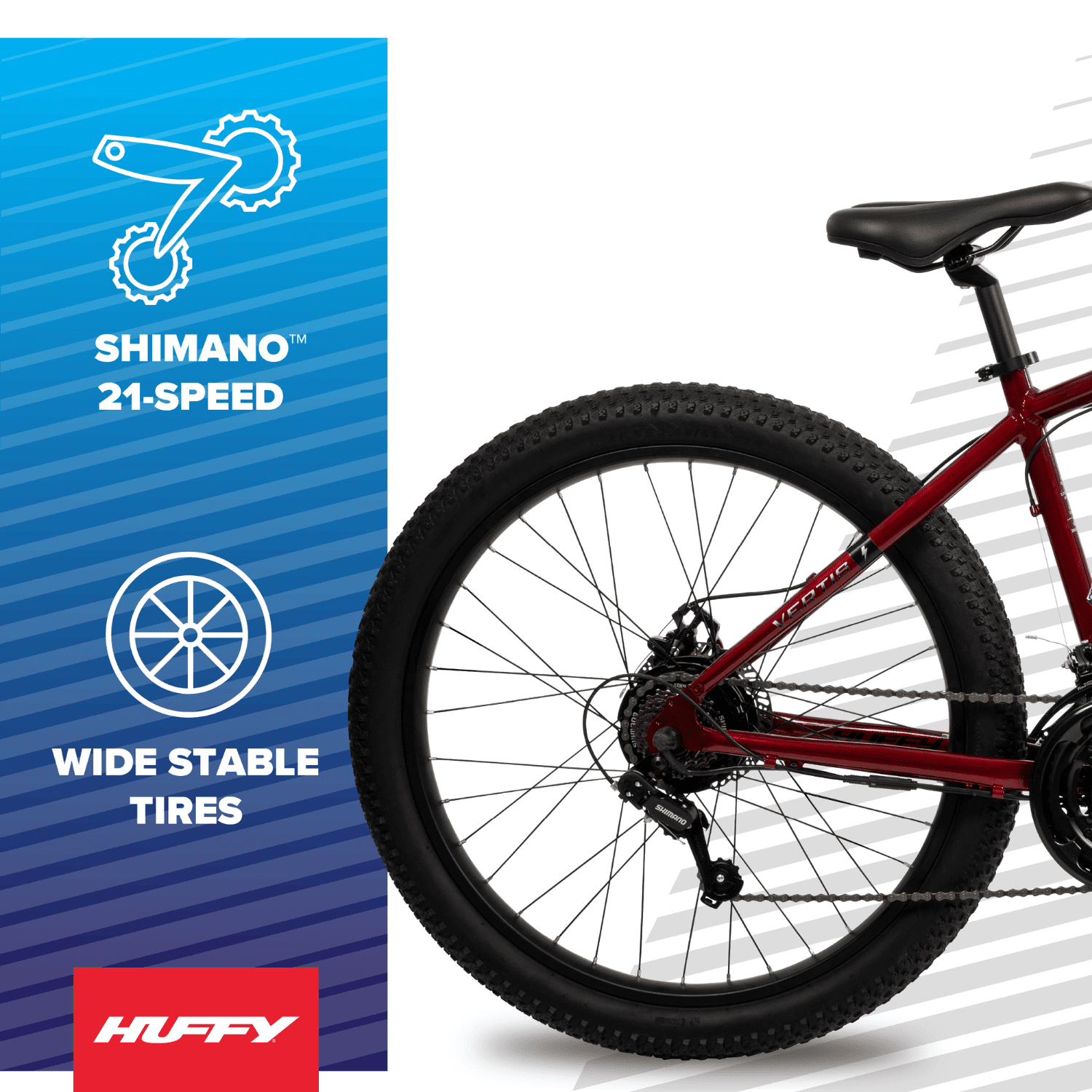 Huffy 27.5" Vertis 36V Electric Mountain Bike, Fits Riders 60"+, Red, Adult, Unisex