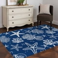 thumbnail image 4 of Navy Blue Coastal 3'x5' Washable Rug, Nautical Beach Starfish Coral Summer Non-Slip Area Rugs for Entryway Kitchen Classroom, StainResistant Dorm Throw Carpet, Low Pile Soft Indoor Floor Mat, 4 of 9