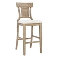 thumbnail image 1 of Linon Pacey Solid Wood Upholstered Bar Stool Woven Rattan Seat Back in Greywash, 1 of 14