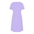 thumbnail image 4 of Arnsht Womens Summer T Shirt Dress Solid Color Fashion Casual Short Sleeve V Neck Loose Flowy Mini Dresses with Pockets Purple S, 4 of 7