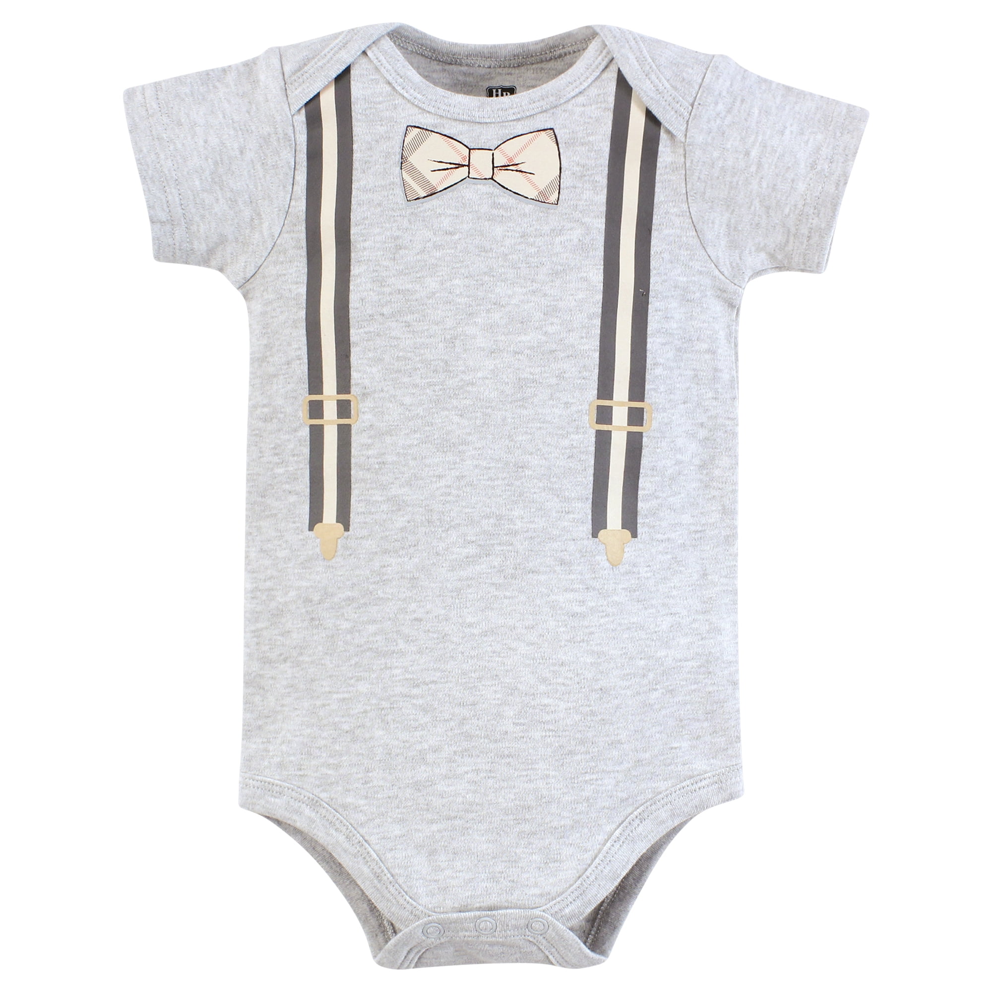 Hudson Baby Infant Boy Cotton Bodysuits, Plaid Bow Tie, Preemie
