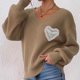 thumbnail image 5 of Heisall Women's Sweaters Autumn Winter Casual Loose Pullover V-Neck Lace Bow Knot Appliqué Tops, 5 of 7