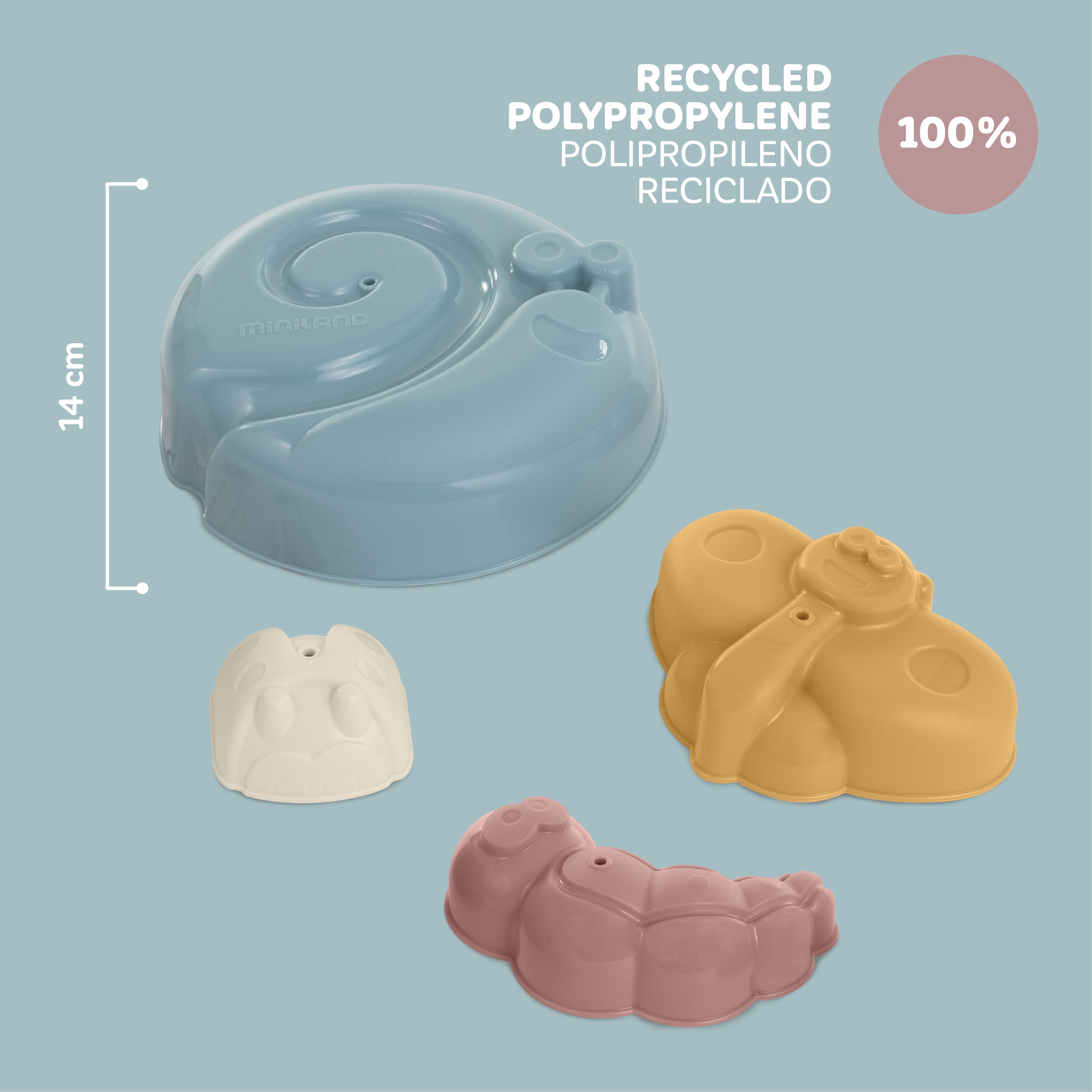 Miniland ECO Sand Molds. Toy for children with set of 4 pieces of figures from the sea to play in the sand or even with snow