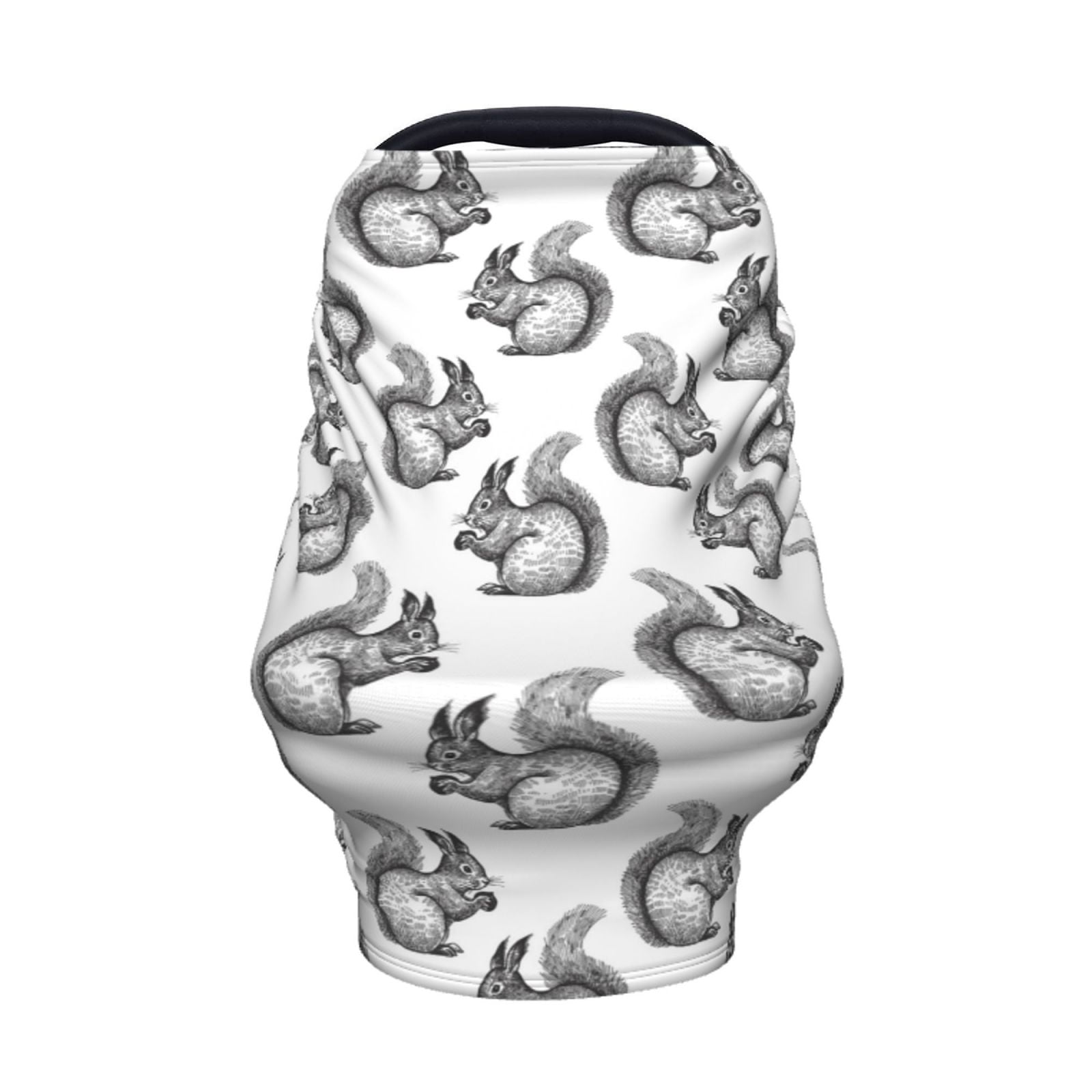 Fotbe Black Squirrel Pattern Car Seat Covers for Babies, Nursing Breastfeeding Cover Infant Carseat Canopy, Soft Stretchy Carrier Cover