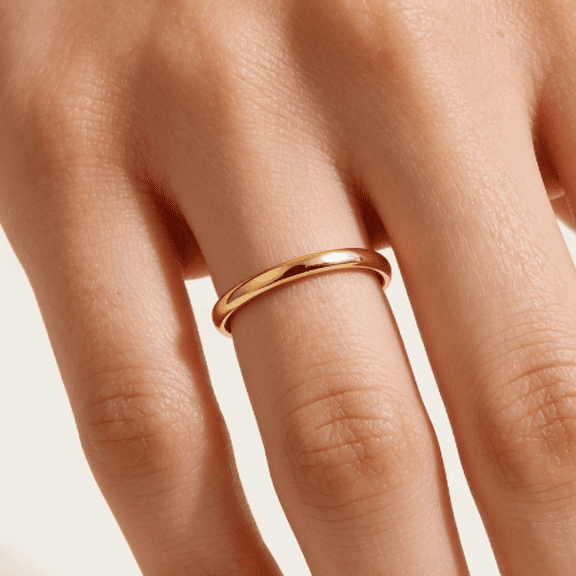 【 Warm Gold Texture 】 2mm Classic Gold Copper Ring with Simple Smooth Surface for Men and Women, Vintage Gold Stacking Essential, Available in Multiple Sizes,size-6