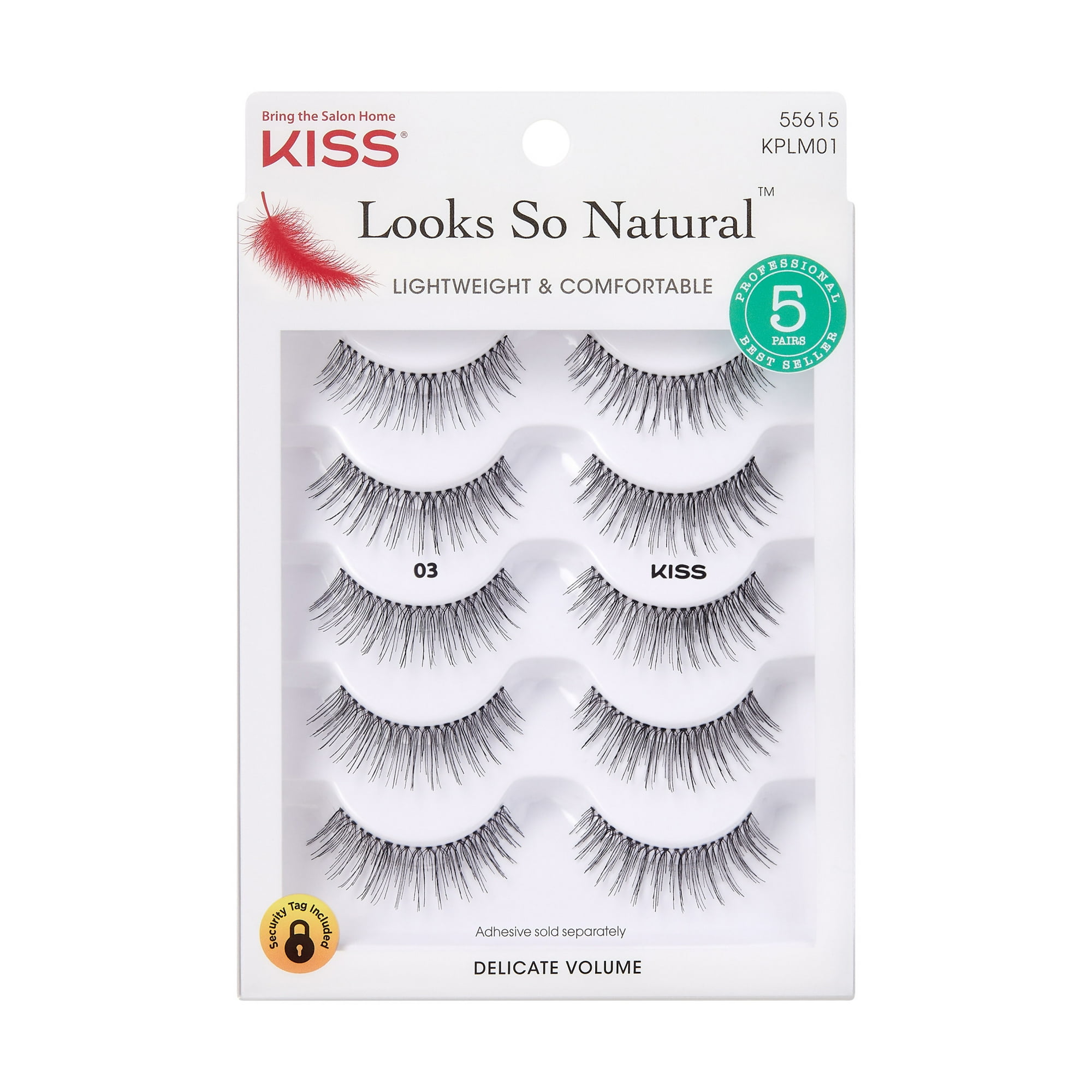 Kiss Looks So Natural 100% Human Hair False Eyelashes Multipack #03, 5 Pairs