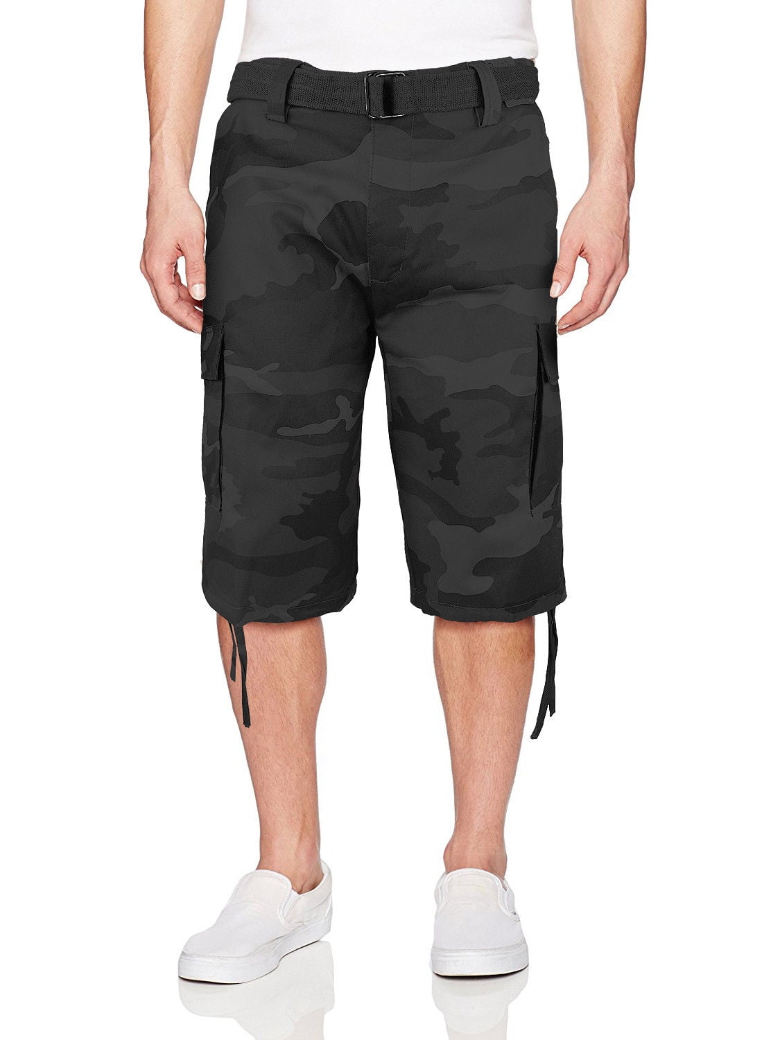black and grey camo cargo shorts