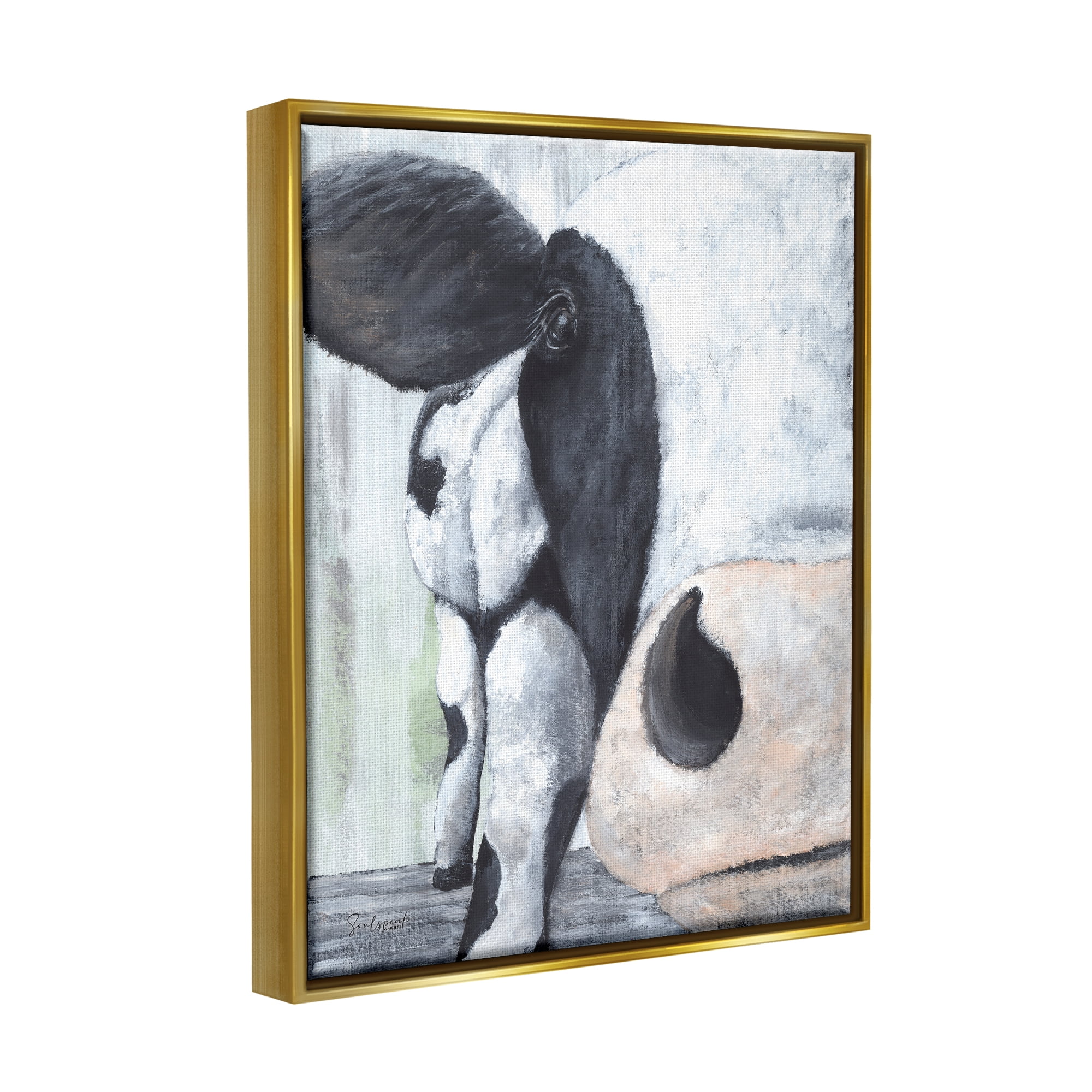 Stupell Cow Face Close Up Farmhouse Animals & Insects Painting Gold Floater Framed Art Print Wall Art