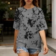 thumbnail image 5 of Uootdi Women's Tees Round Neck Short Sleeve Tie Dye Print Solid Casual Tops Daily Wear Style Soft Stretchy Loose Fit Shirts Gift, 5 of 9