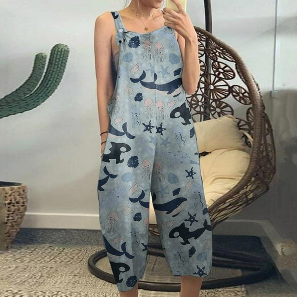 Mono informal suelto con estampado de tiras y bolsillo con animales lindos para mujer Pompotops qyievc711