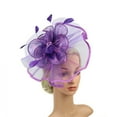 thumbnail image 6 of LEKODE Tea Party Fascinators for Women Women Hats Fashion Head Piece for Women Feather Headpiece Fasteners Hats for Women Tea Party Hat Ladies Hats Purple One Size, 6 of 9