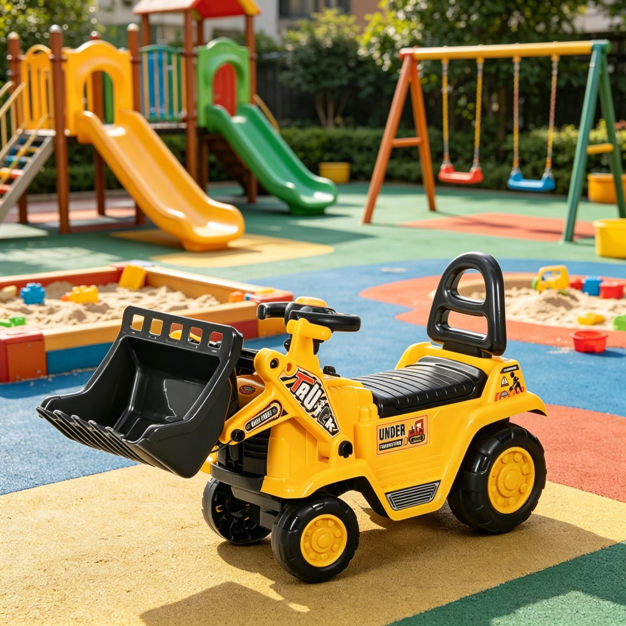 Kids Bulldozer Ride On with Flexible Arms and Horn for Ages 3+