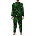 thumbnail image 5 of Kll Green Bright Web With Spiders Sleepwear Mens Flannel Pajamas,Long Cotton Pj Set, 5 of 9