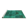 thumbnail image 2 of Ahgly Company Machine Washable Indoor Round Oriental Turquoise Blue Industrial Area Rugs, 7' Round, 2 of 4