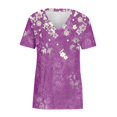 thumbnail image 4 of CNKOO Hauts pour Femmes Mode Décontractée Imprimé Col en V Manches Courtes T-shirt Imprimé Bleu G, 4 of 5