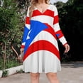 thumbnail image 2 of Puerto Rico Flag Long Sleeve Sexy Dresses For Women Ladies Vintage Elegant Party Dress Oversized V-neck Dress, 2 of 7