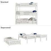 Better Homes & Gardens Tristan Kids Convertible Triple Bunk Bed, Twin Over Twin Over Twin, White