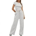 thumbnail image 3 of Women's Casual Pajamas Set with Pockets, Gray, 3 of 6