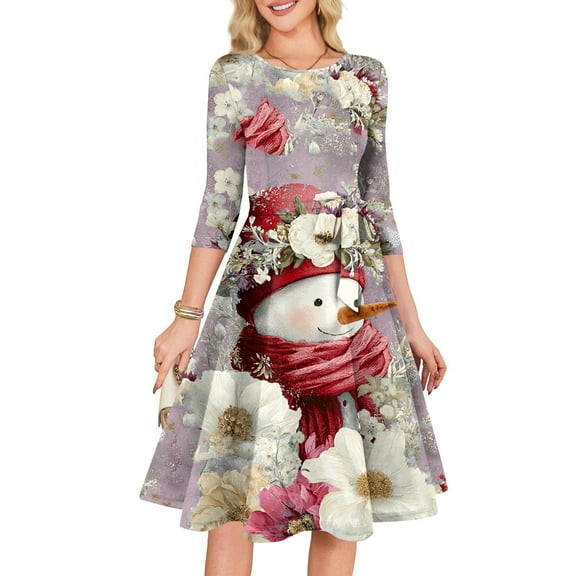 Women's Cocktail Dresses 3/4 Sleeve Vintage Wedding Guest Christmas Dress for Holiday Parties and Special Events,Beige,L