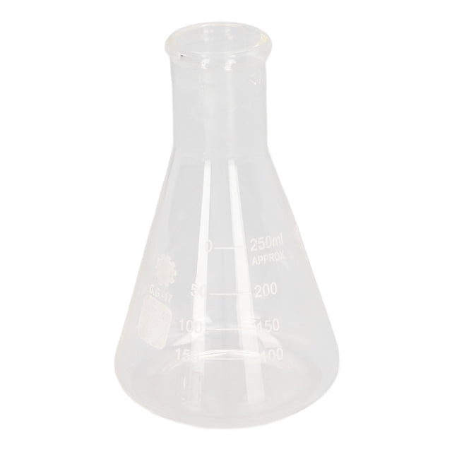 Matraz Erlenmeyer de vidrio de borosilicato (4 unidades, 50 ml, 100 ml, 250 ml y 500 ml) para química de laboratorio.
