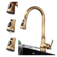 thumbnail image 1 of Antique Brass Kitchen Faucet Pull Out Kitchen Sink Faucet Single Handle Faucet 360 Rotate Kitchen Tap Hot Cold Water Mixer Crane ,Effortless Installation, 1 of 7