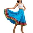 thumbnail image 7 of Umfun Women's Colorful Striped Maxi Skirt Elastic High Waist A-Line Flowy Skirt Summer Vacation Skirt, 7 of 7