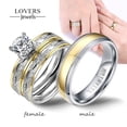 thumbnail image 2 of Anillos de pareja-conjunto de anillos de Zirconia con diamantes de imitación exquisitos para mujer, anillo Simple de acero inoxidable para hombre, joyería de moda para regalos de enamorados Tan Jianjun unisex, 2 of 2