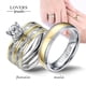 thumbnail image 2 of Anillos de pareja-conjunto de anillos de Zirconia con diamantes de imitación exquisitos para mujer, anillo Simple de acero inoxidable para hombre, joyería de moda para regalos de enamorados Tan Jianjun unisex, 2 of 2
