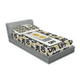 thumbnail image 2 of Ambesonne Emoji Fitted Sheet & Pillow Sham Set, On Off Lettering Funny Faces, Twin, White Mustard Dark Grey, 2 of 2