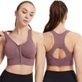 thumbnail image 5 of AJZIOJIRO Women's Zip Front Sports Bra Wireless Post-Surgery Bra Active Yoga Sports Bras S-4XL, 5 of 9