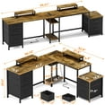 thumbnail image 6 of GIKPAL L Shaped Desk  with 5 Drawers, 66'' Computer Desk with Power Outlet, Home Office Desk Coner Gaming Desk,Rustic Brown, 6 of 9