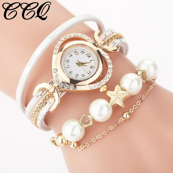 Up to 65% off amlbb Bracelets for Women CCQ Women Vintage Shining Pearl Bracelet Dial Analog Quartz Wrist Watch Jewelry Gifts for Women