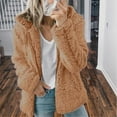 thumbnail image 2 of Aosijia Women Jacket Female Hooded Fleece Plush Coat Plus Size Winter Warm Zipper Top Overcoat Outerwear Coffee M, 2 of 7