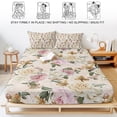thumbnail image 5 of King Size Fitted Sheet Set - Spring Floral 3 Piece Bedding Sets 16" Deep Pocket Fitted Sheet with 2 Pillowcases, Summer Yellow Pink Flowers Botanical Brushed Microfiber Hotel Luxury Bed Sheets, 5 of 9