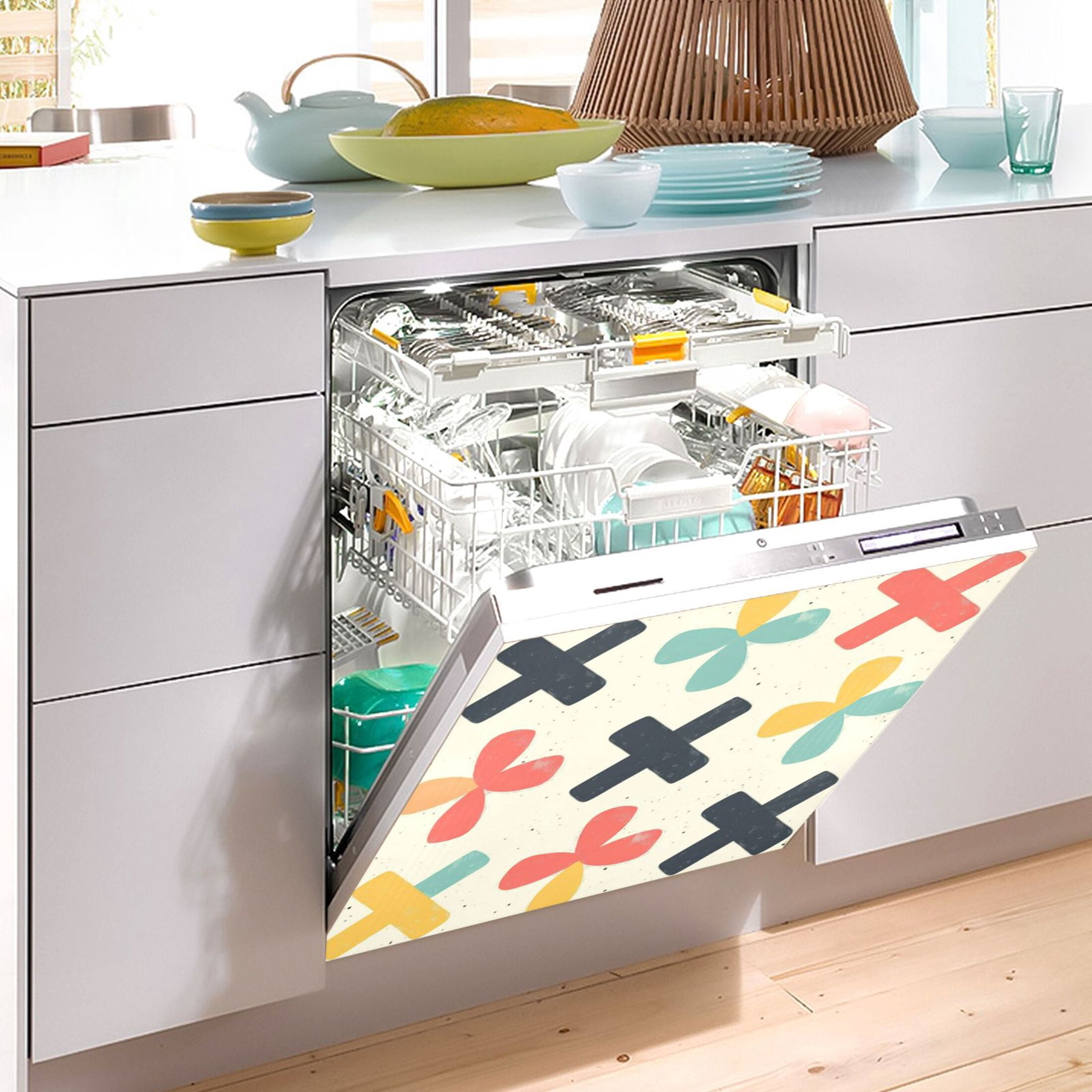 Dishwasher Magnetic Sticker 23x26 Inch Refrigerator Magnetic Sticker Washing Machine Magnetic Sticker Kitchen Panel Magnetic Sticker Home Decor Colored Cross Pattern