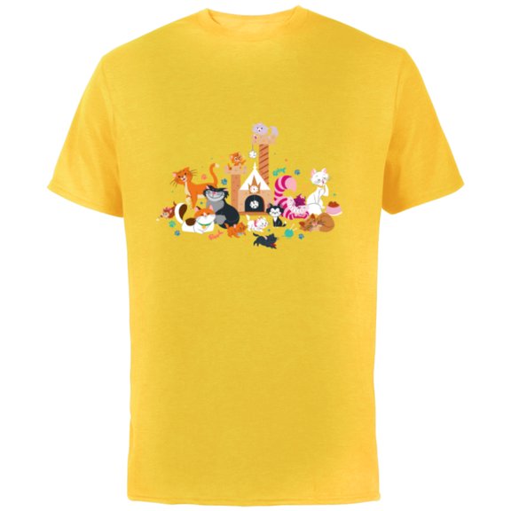Disney Cats Kitten Friends - Short Sleeve Cotton T-Shirt for Adults - Customized-Yellow