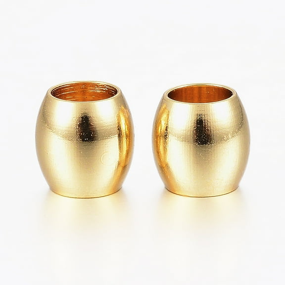 10pcs 202 Stainless Steel European Beads Barrel Large Hole Beads Golden 6x6mm Hole: 4mm